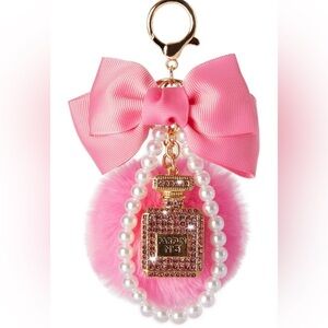 Stylish Bow Pom Bag Charm or Keychain